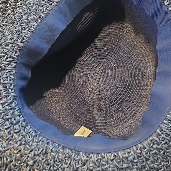 Nine West Stylish Blue Oversized Brim Packable Sun Hat - Picture 7 of 7